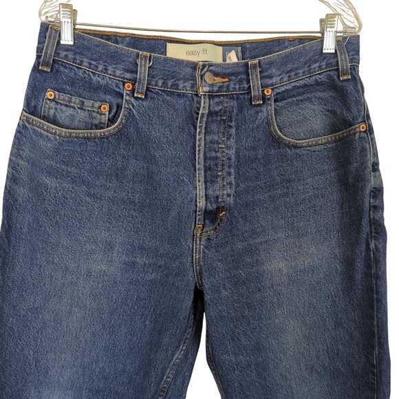 Vintage 90s GAP Blue Jeans Easy Fit 36x28 Button Fly 100% Cotton Denim - Picture 3 of 16